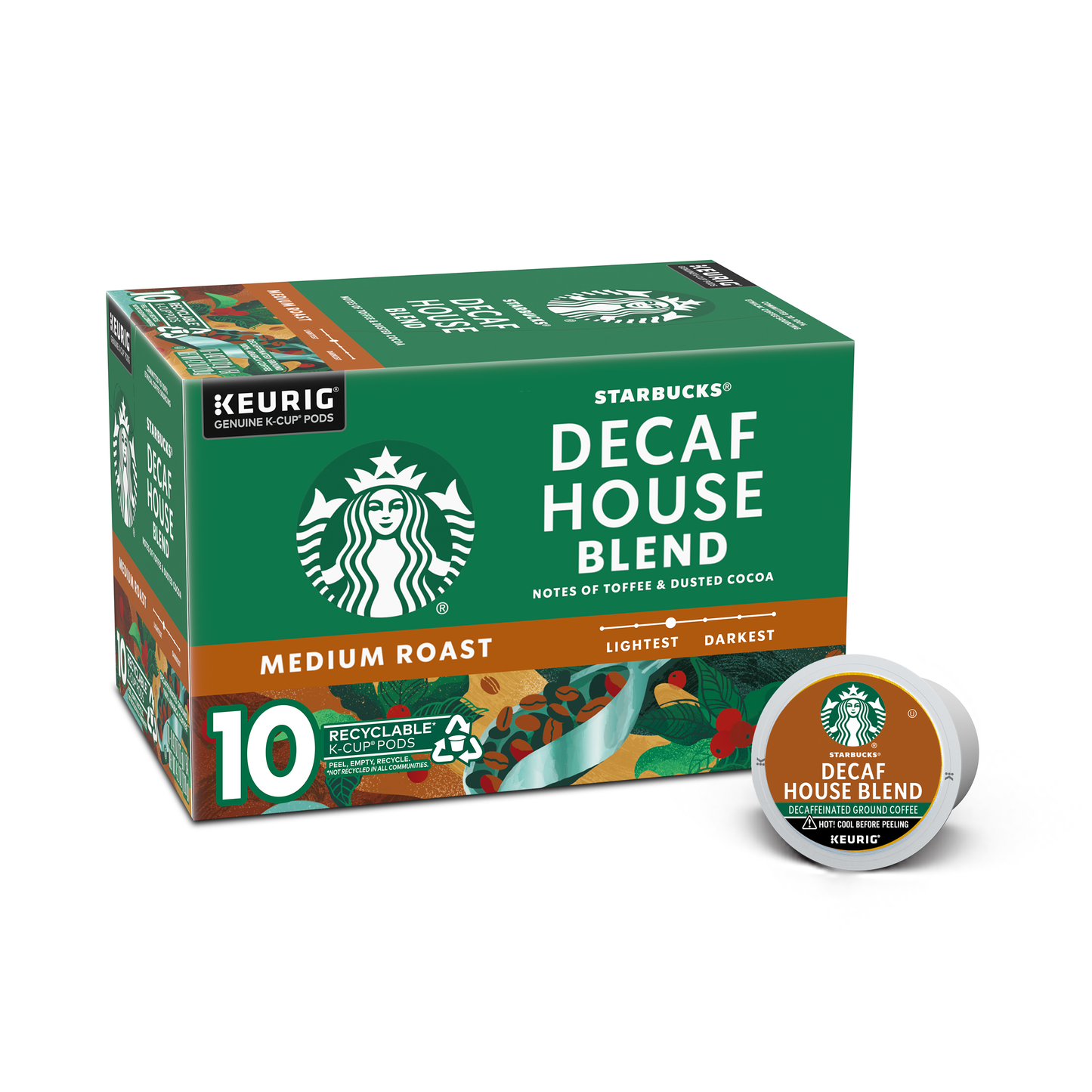 STARBUCKS KCup Decaf House Blend 10 Count Coffee Pods 4.2oz