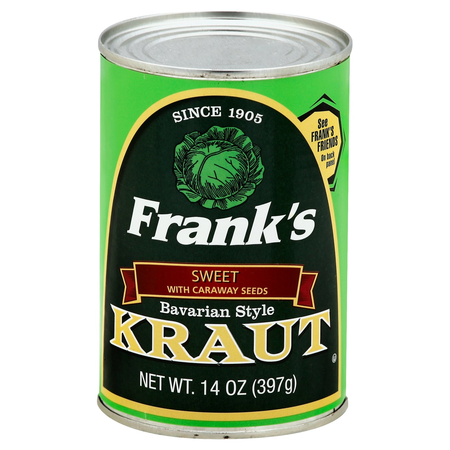 Frank's Kraut 14 oz - SWEET WITH CARAWAY SEEDS Bavarian Style