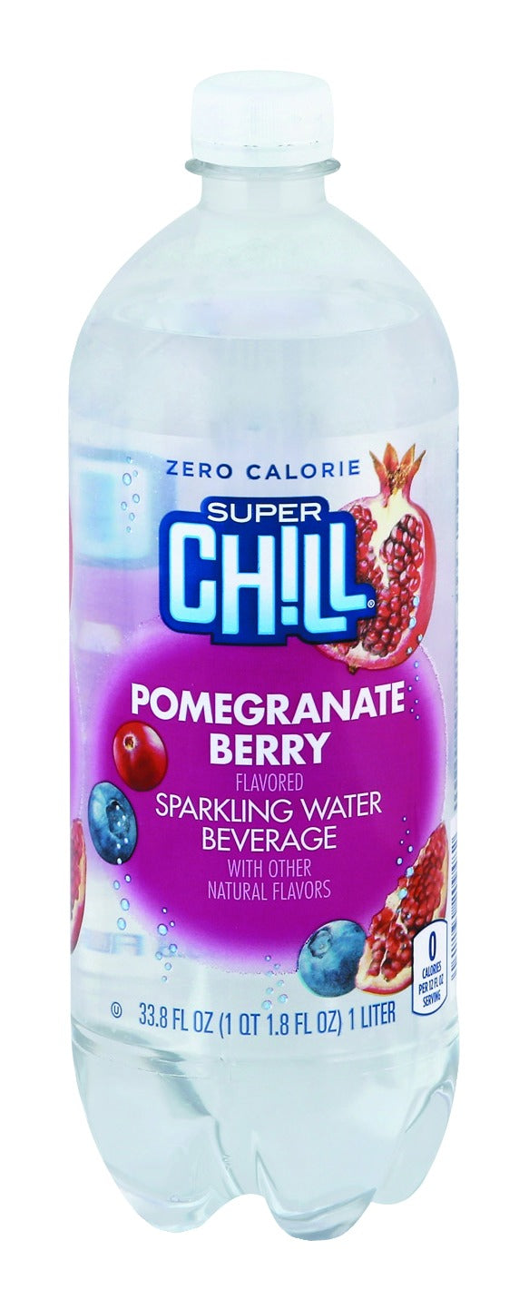 Super Chill Sparkling Water Beverage, Zero Calorie, Pomegranate Berry