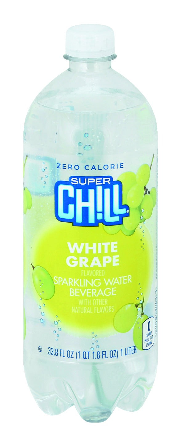 Super Chill Sparkling Water, Zero Calorie, White Grape