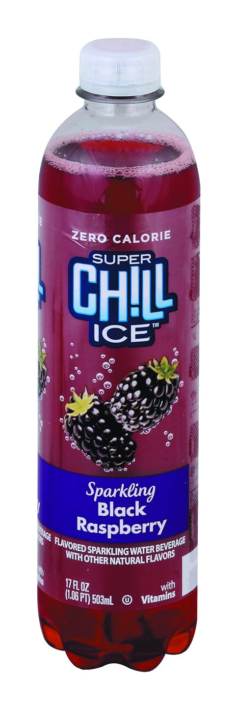 Super Chill Flavored Sparkling Water Beverage, Zero Calorie, Black Raspberry