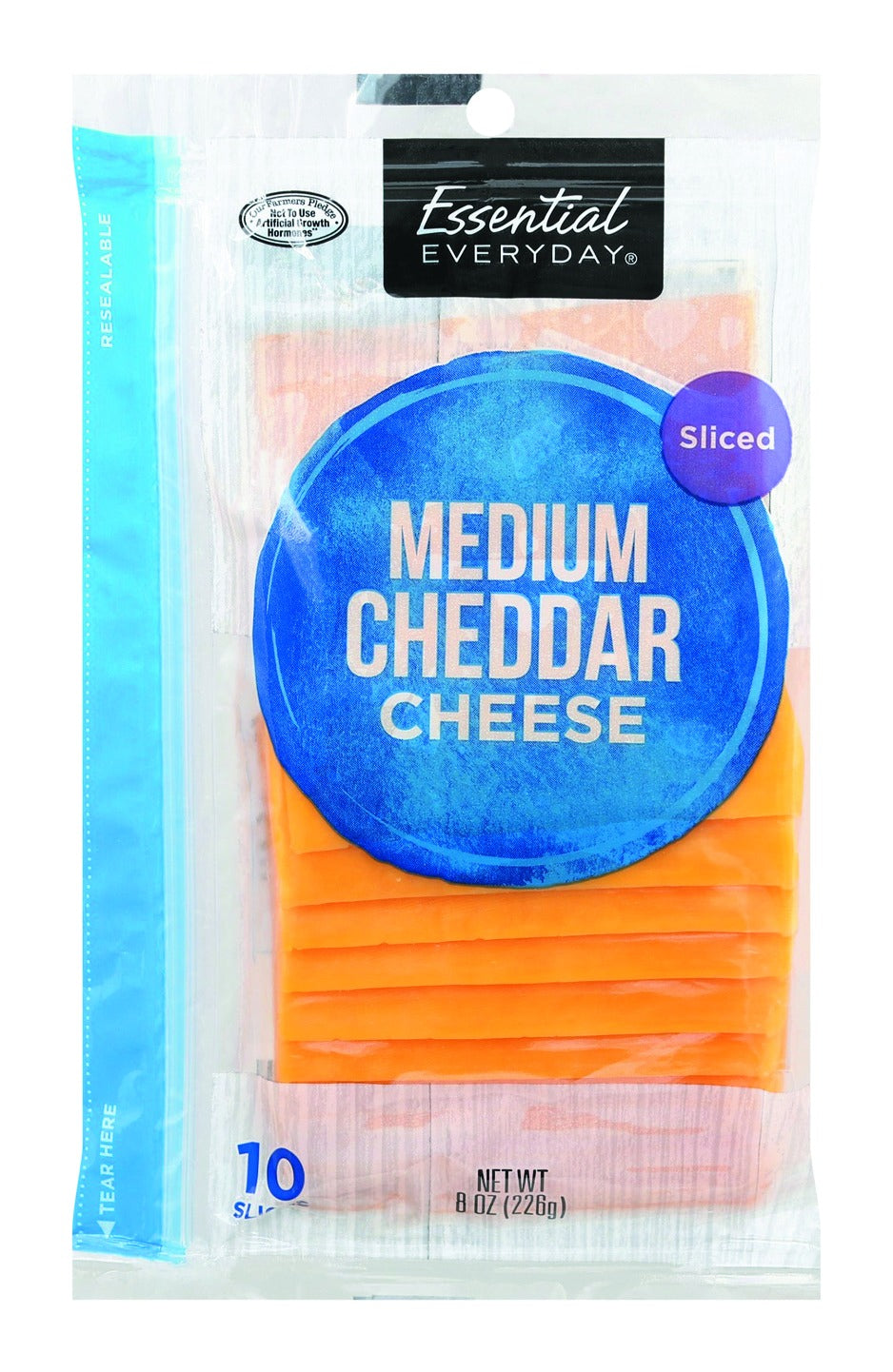 Essential Everyday Cheese, Medium Cheddar, Sliced