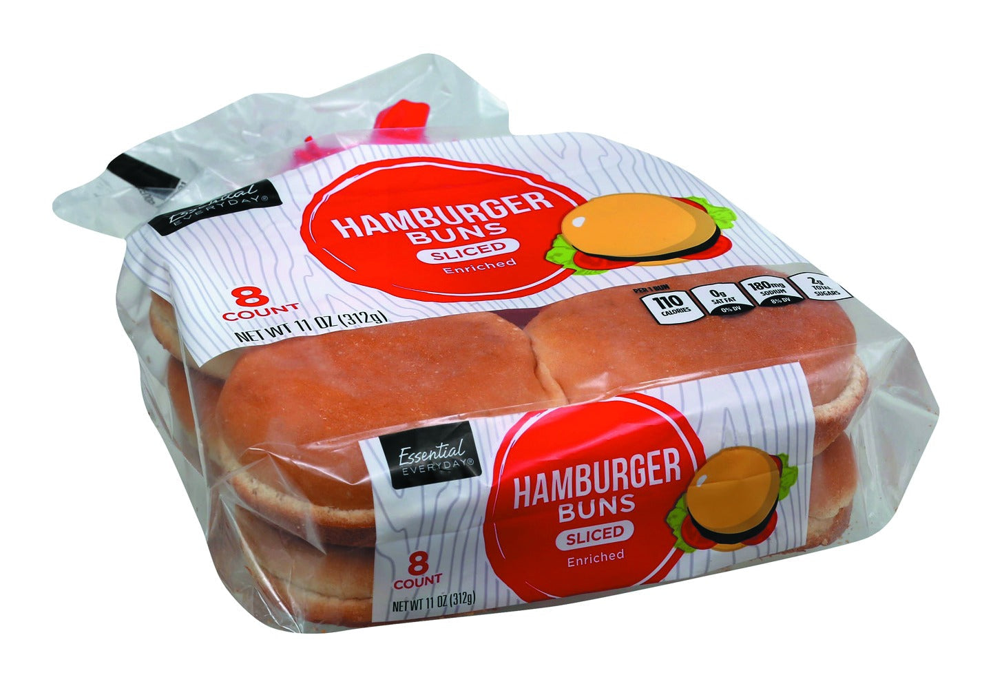 Essential Everyday Buns, Hamburger, Enriched, Sliced
