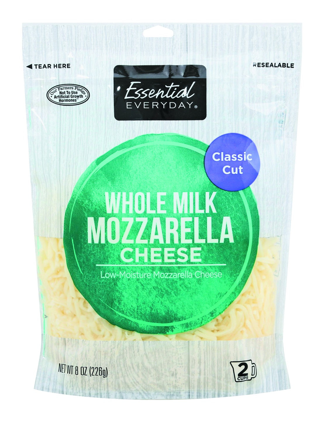 Essential Everyday Cheese, Mozzarella, Whole Milk, Classic Cut