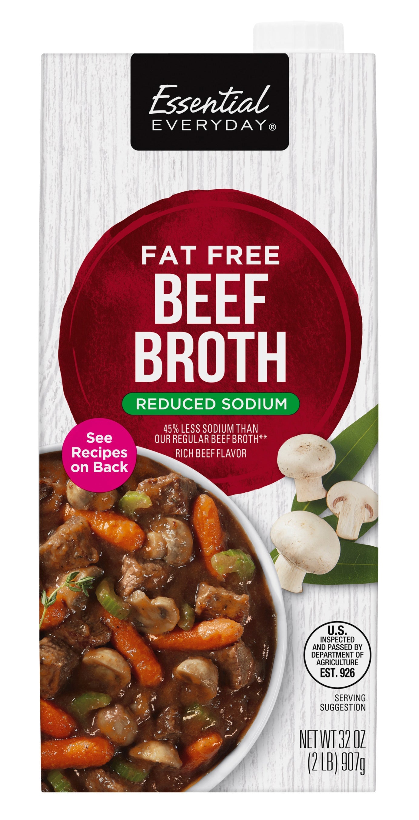 Essential Everyday Broth, Fat Free, Beef, 32 oz