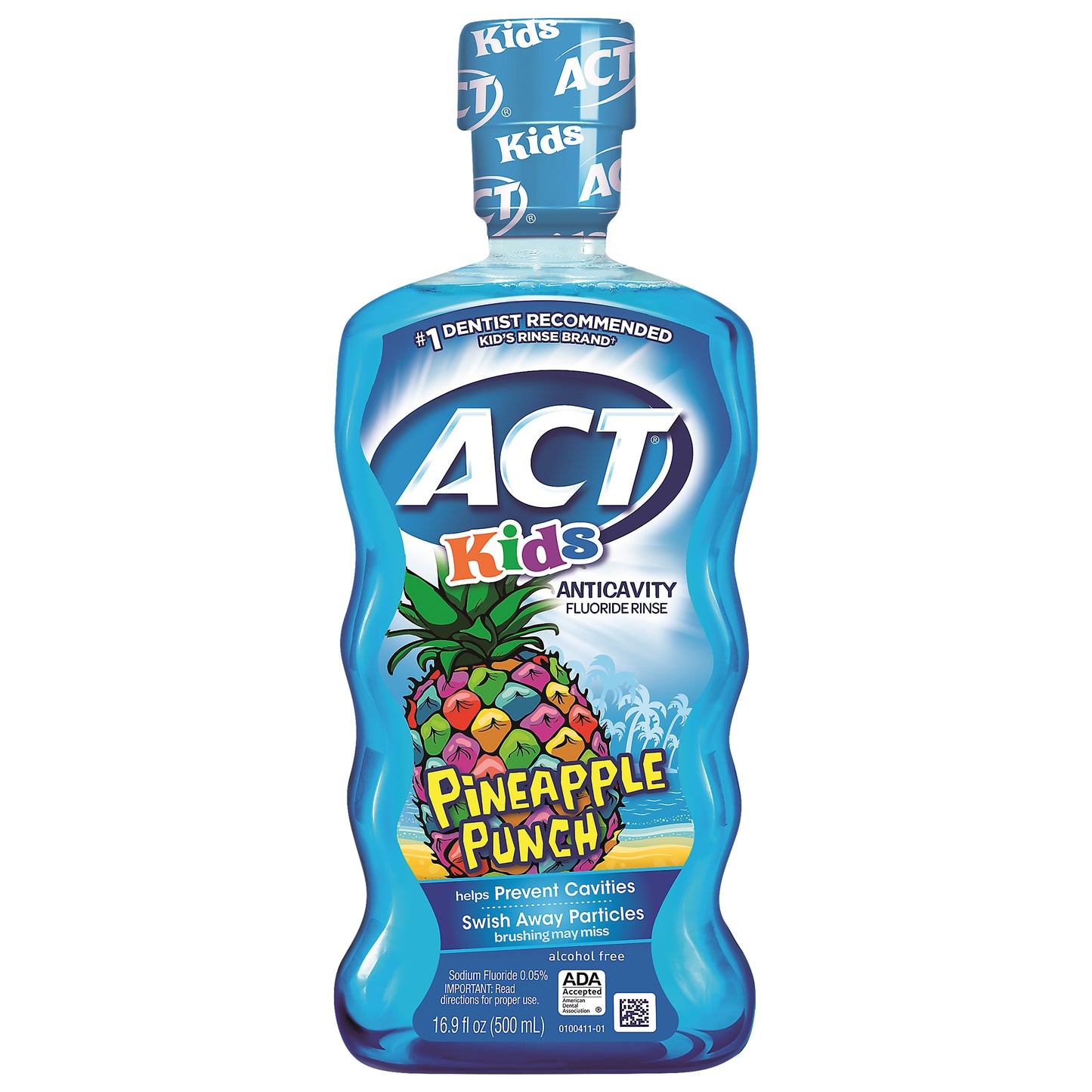 ACT Alcohol Free Kids Anticavity Pineapple Punch Fluoride Rinse 16.9 oz