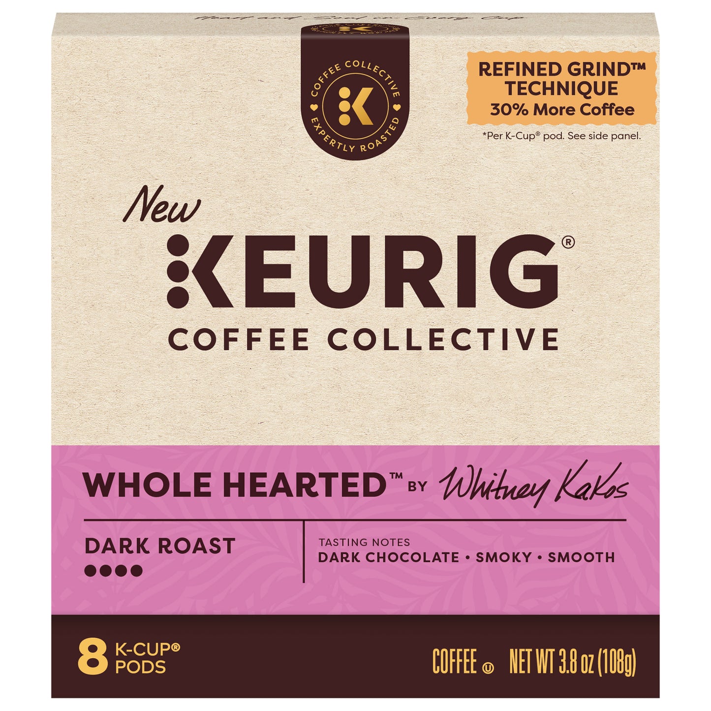 Keurig Coffee Collective Whole Hearted Single-Serve K-Cup Pods, Dark Roast Coffee, 8 Count