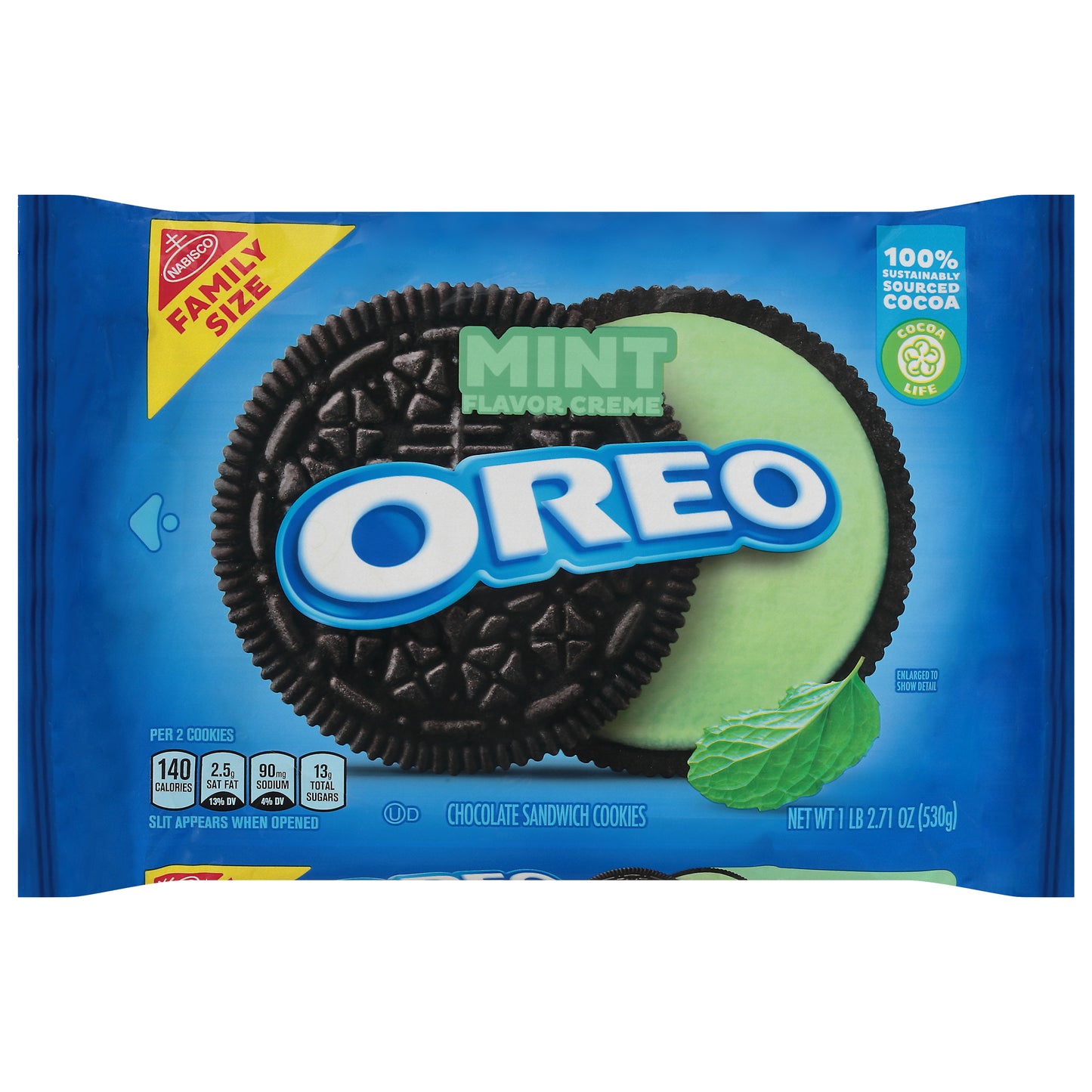 Oreo Mint Flavor Creme Chocolate Sandwich Cookies Family Size 18.71 oz