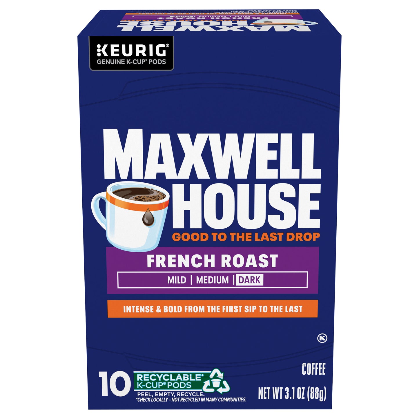 Maxwell House French Roast Dark Roast K-Cup® Coffee Pods, 10 ct Box