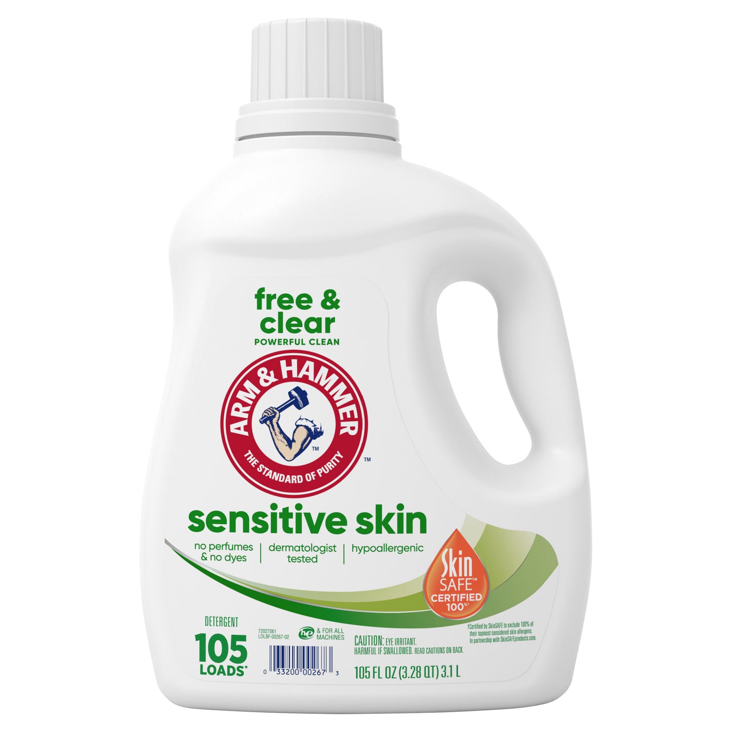 ARM & HAMMER Sensitive Skin Free & Clear Liquid Laundry Detergent Soap, 105 fl oz, 105 Loads