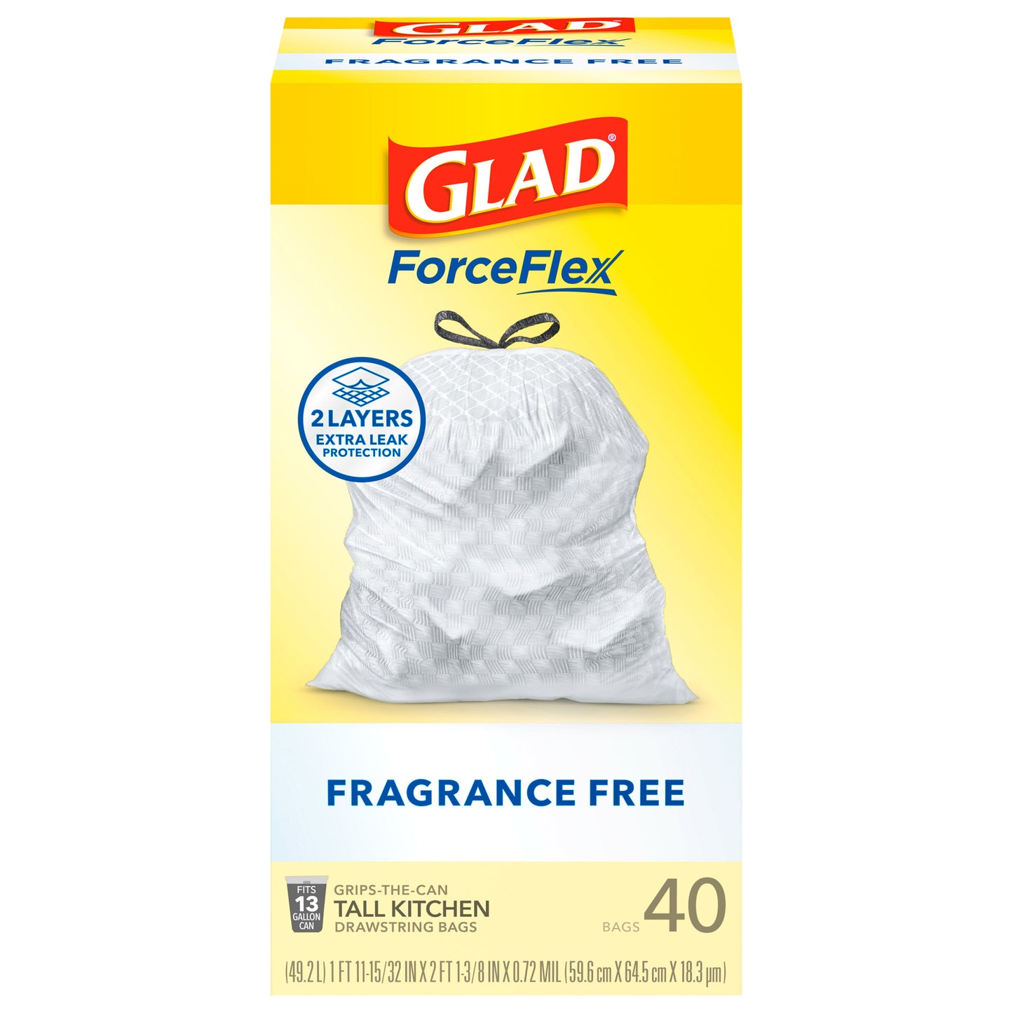 Glad Force Flex Drawstring 13 Gallon 40ct