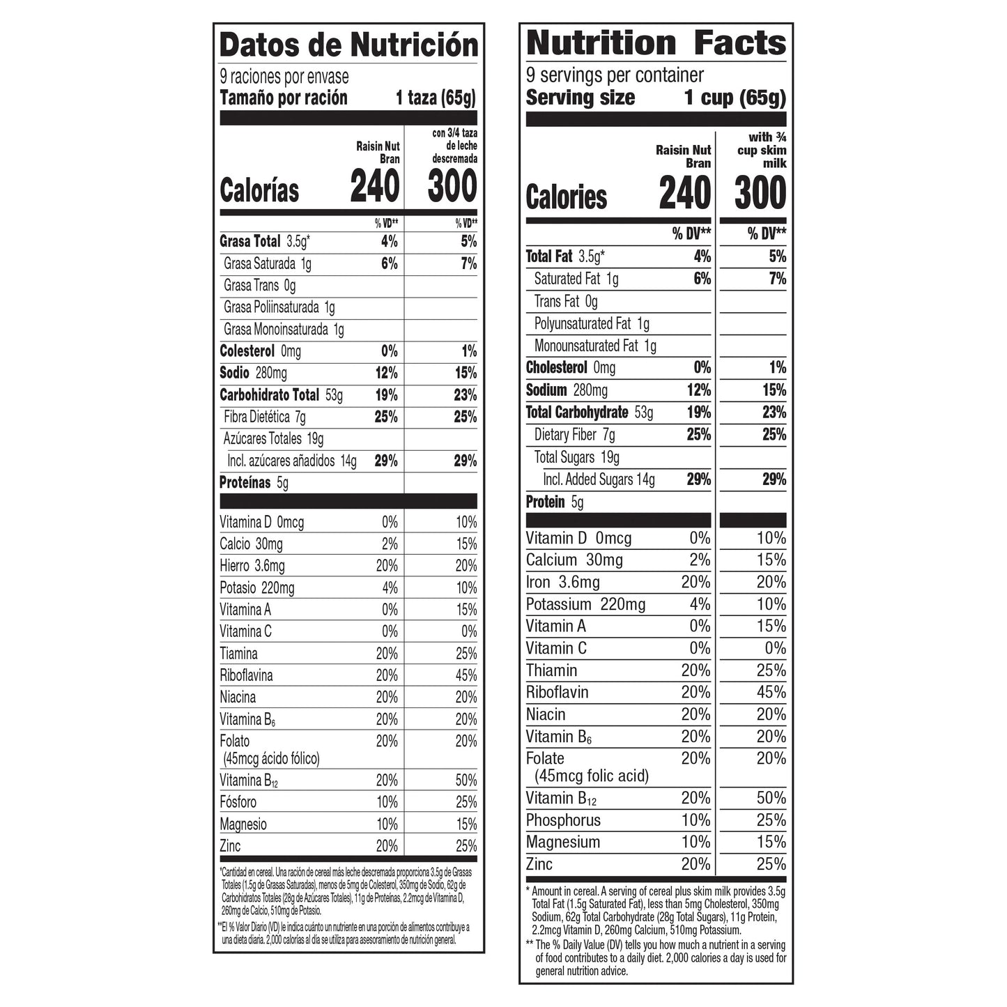 Raisin Nut Bran Cereal, High Fiber Cereal Made with Whole Grain, 20.8 oz