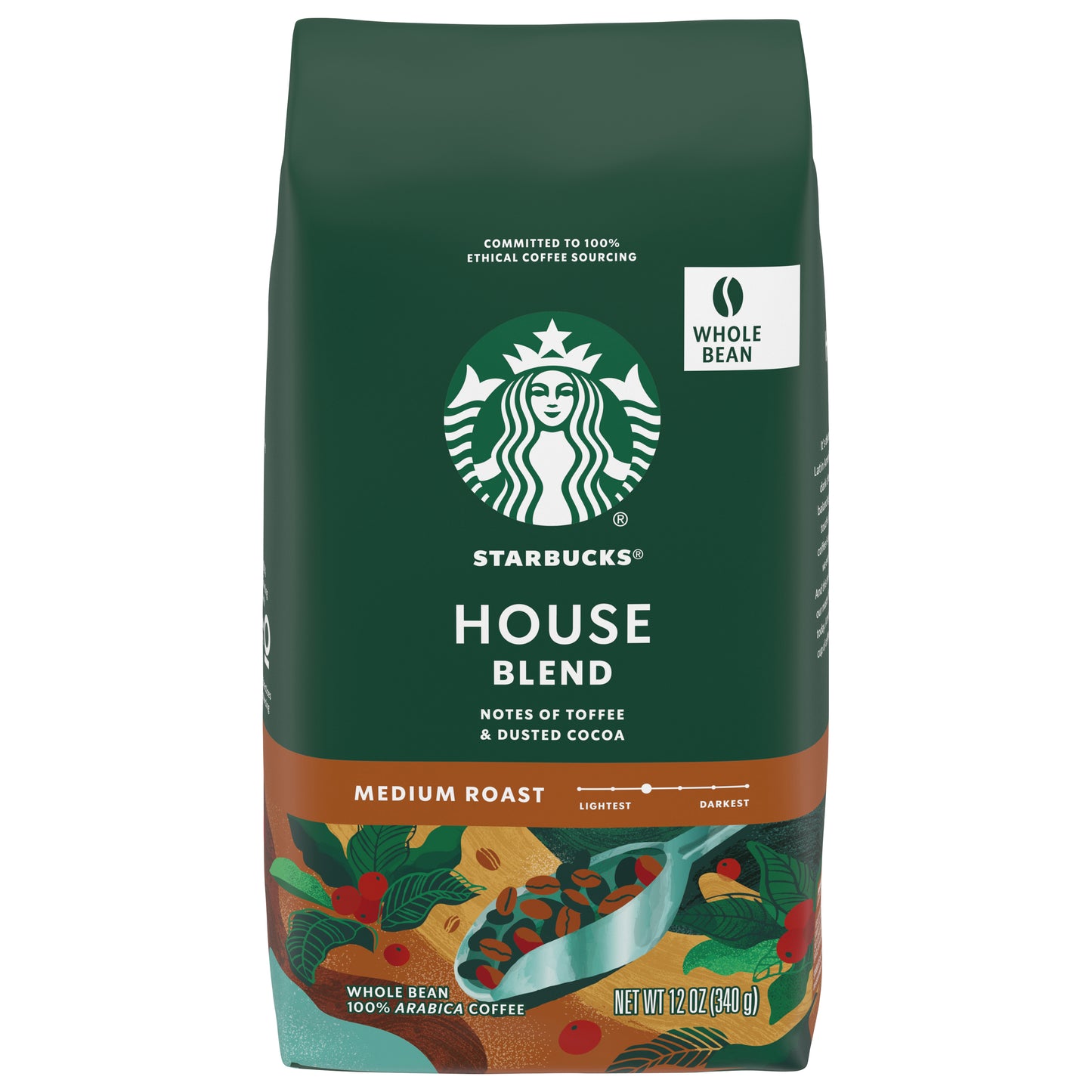 Starbucks Medium Roast Whole Bean House Blend Coffee 12 oz