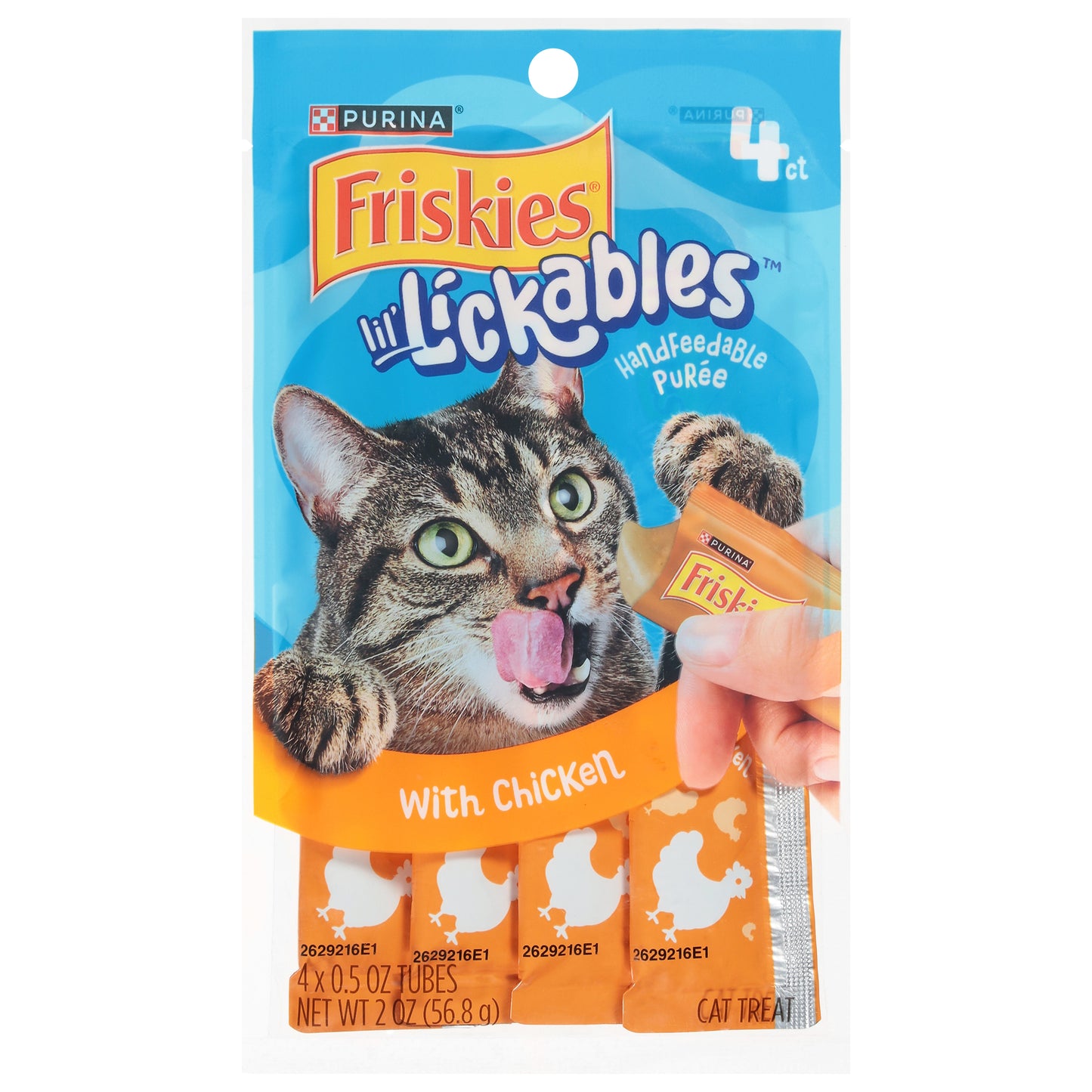 Friskies Lil' Lickables Handfeedable Puree with Chicken Cat Treat 4 - 0.5 oz Tubes
