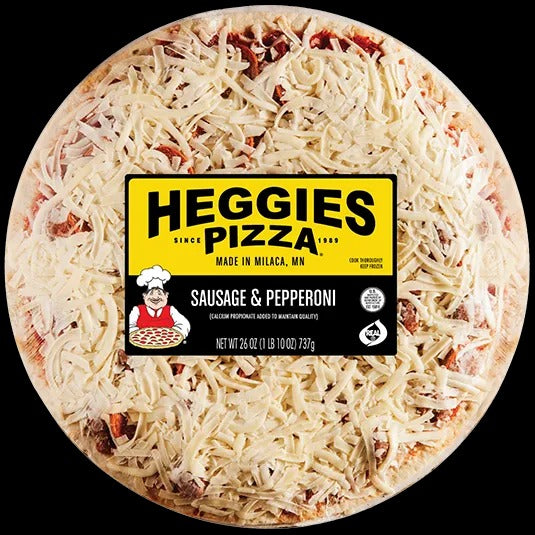 Heggies Pizza Thin Crust, Sausage & Pepperoni