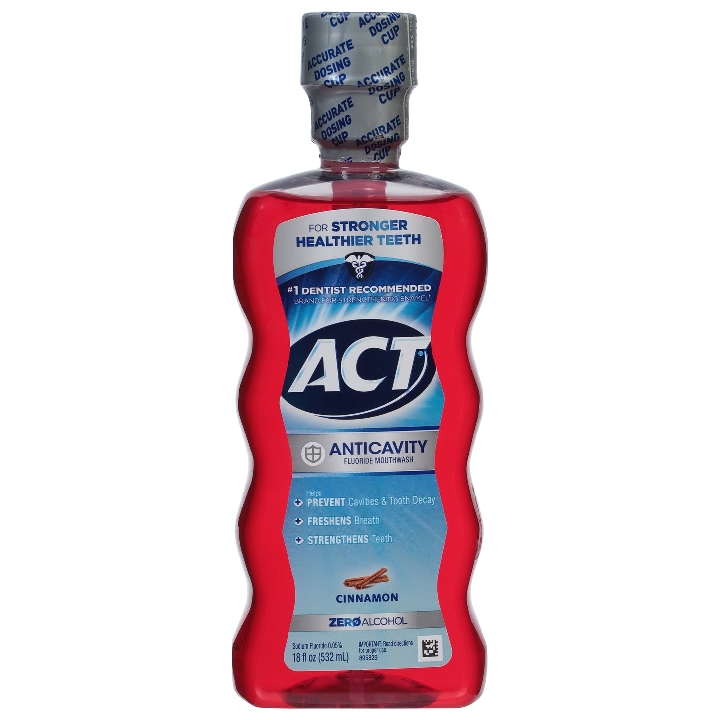 Act Zero Alcohol Anticavity Cinnamon Fluoride Mouthwash 18 fl oz