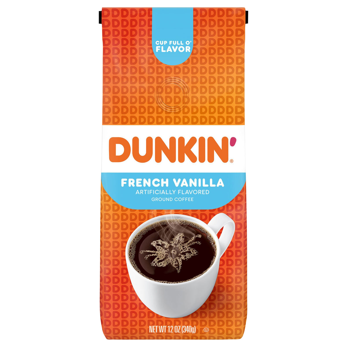 Dunkin’ French Vanilla Artificially Flavored Coffee, Ground Coffee, 12 Oz Bag