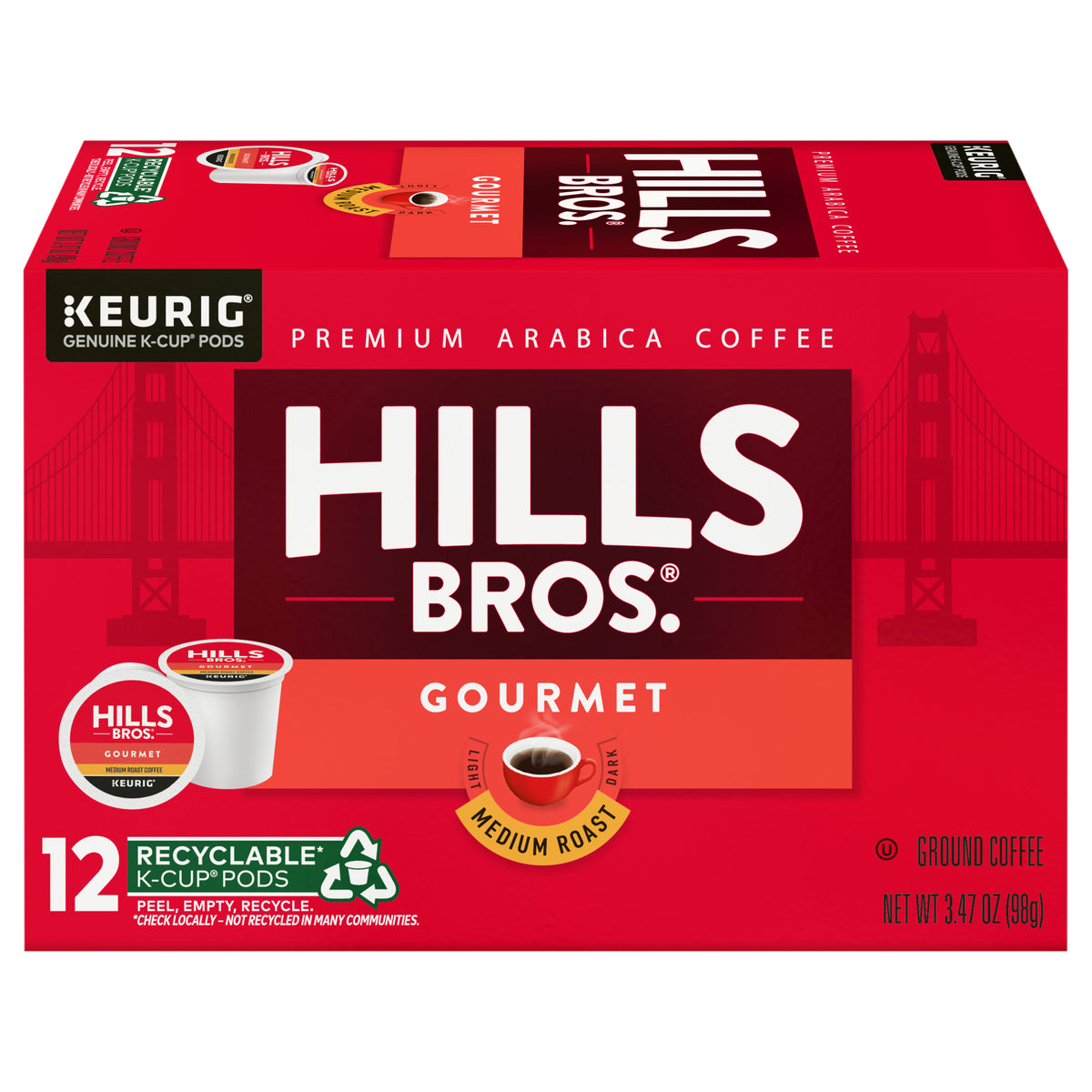 Hills Bros. Gourmet Blend Medium Roast K-Cup Pods - 12ct