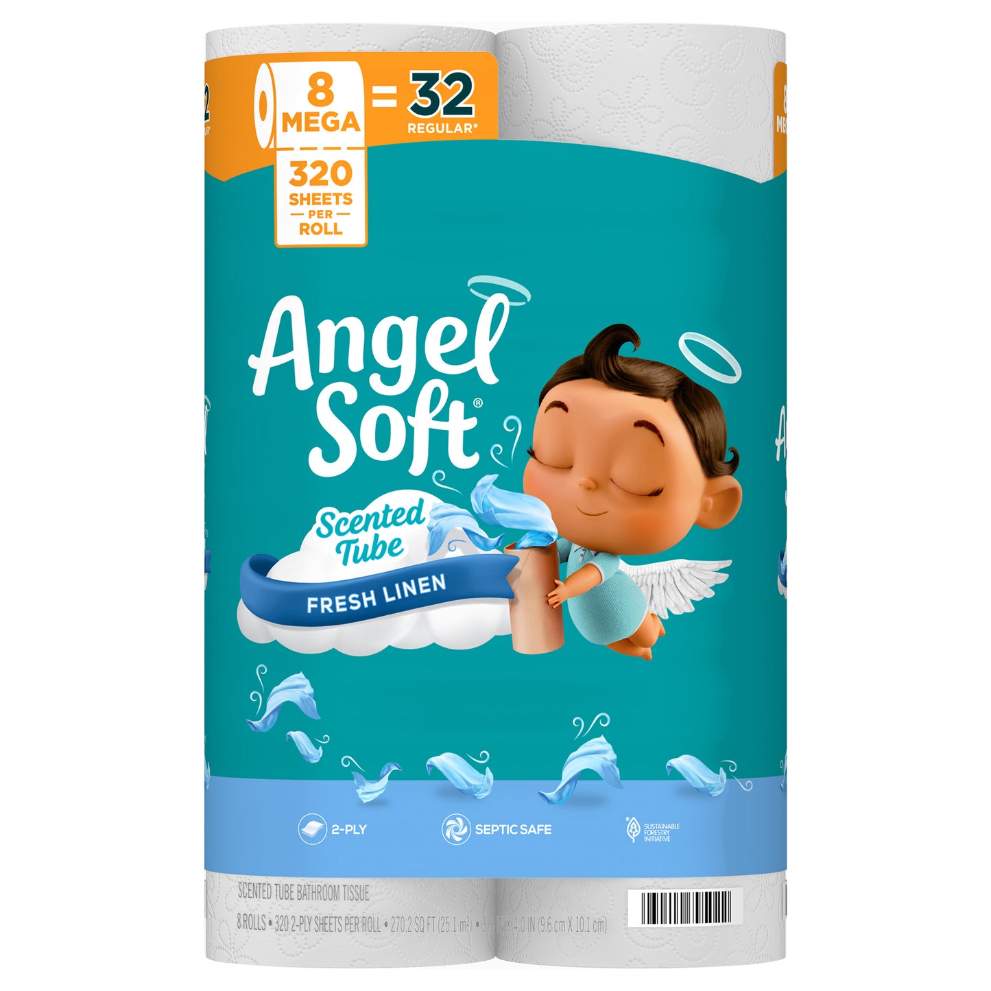 ANGEL SOFT TOILET PAPER WITH FRESH LINEN SCENTED TUBE, 8 MEGA ROLLS