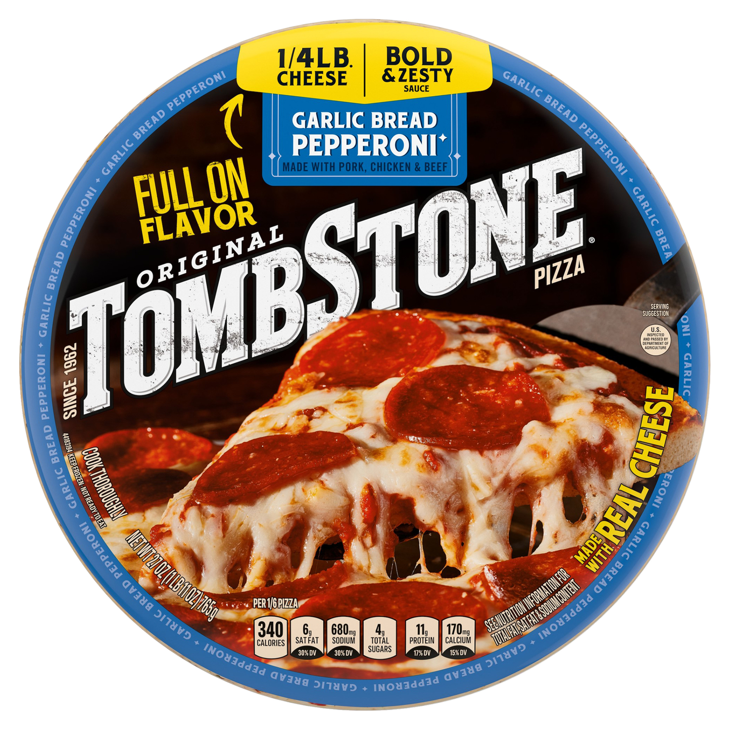 TOMBSTONE Garlic Bread Pepperoni 12in Frozen Pizza 27oz Pack