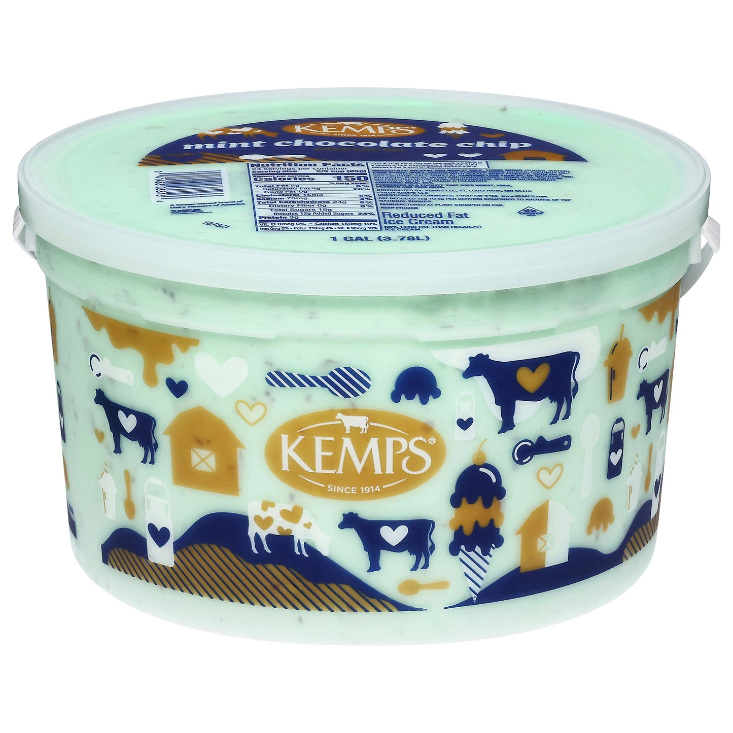 Kemps Reduced Fat Mint Chocolate Chip Ice Cream 1 gal