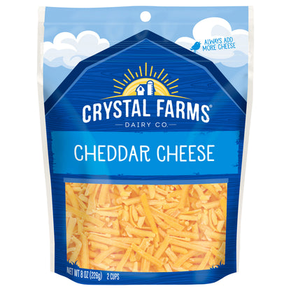 Crystal Farms Shredded Cheddar Cheese, 8 oz