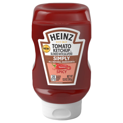 Heinz Spicy Simply Tomato Ketchup Blended with Jalapeno, 13.5 oz Bottle