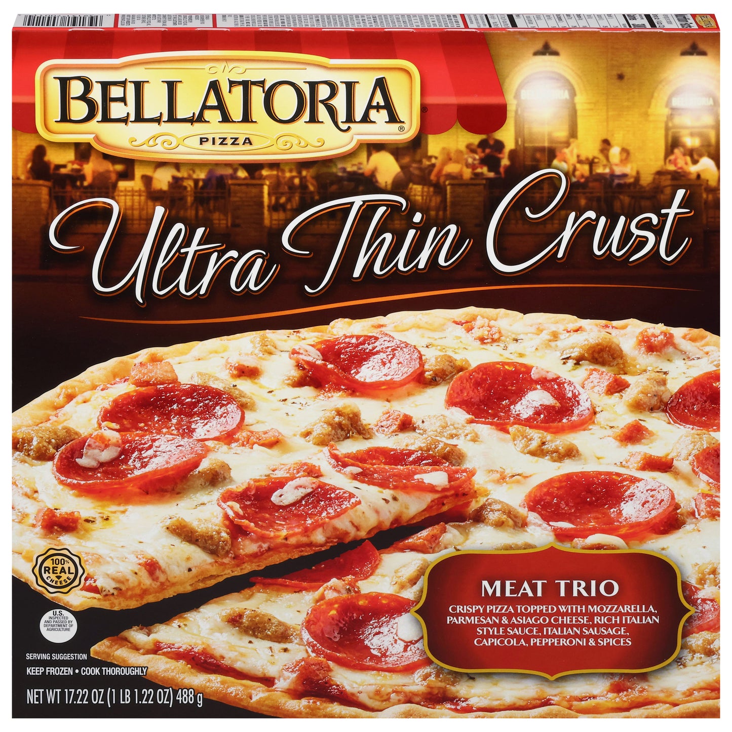 Bellatoria Ultra Thin Crust Meat Trio Pizza 17.22 oz