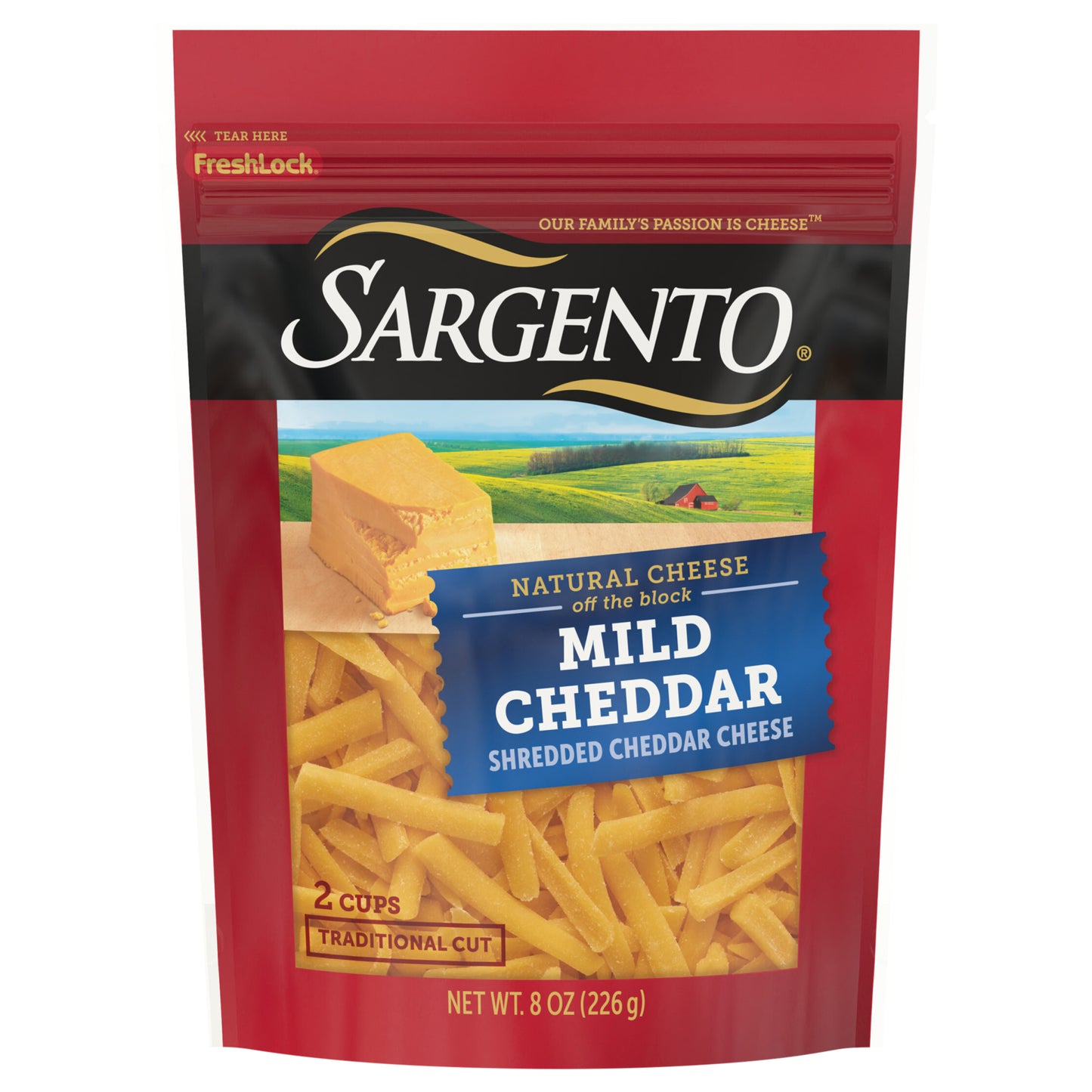 Sargento® Shredded Mild Natural Cheddar Cheese, Traditional Cut, 8 oz.