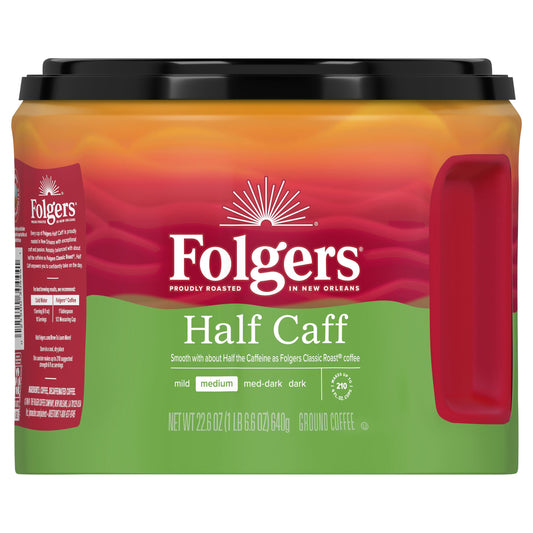 Folgers Half Caff Ground Coffee, Medium Roast