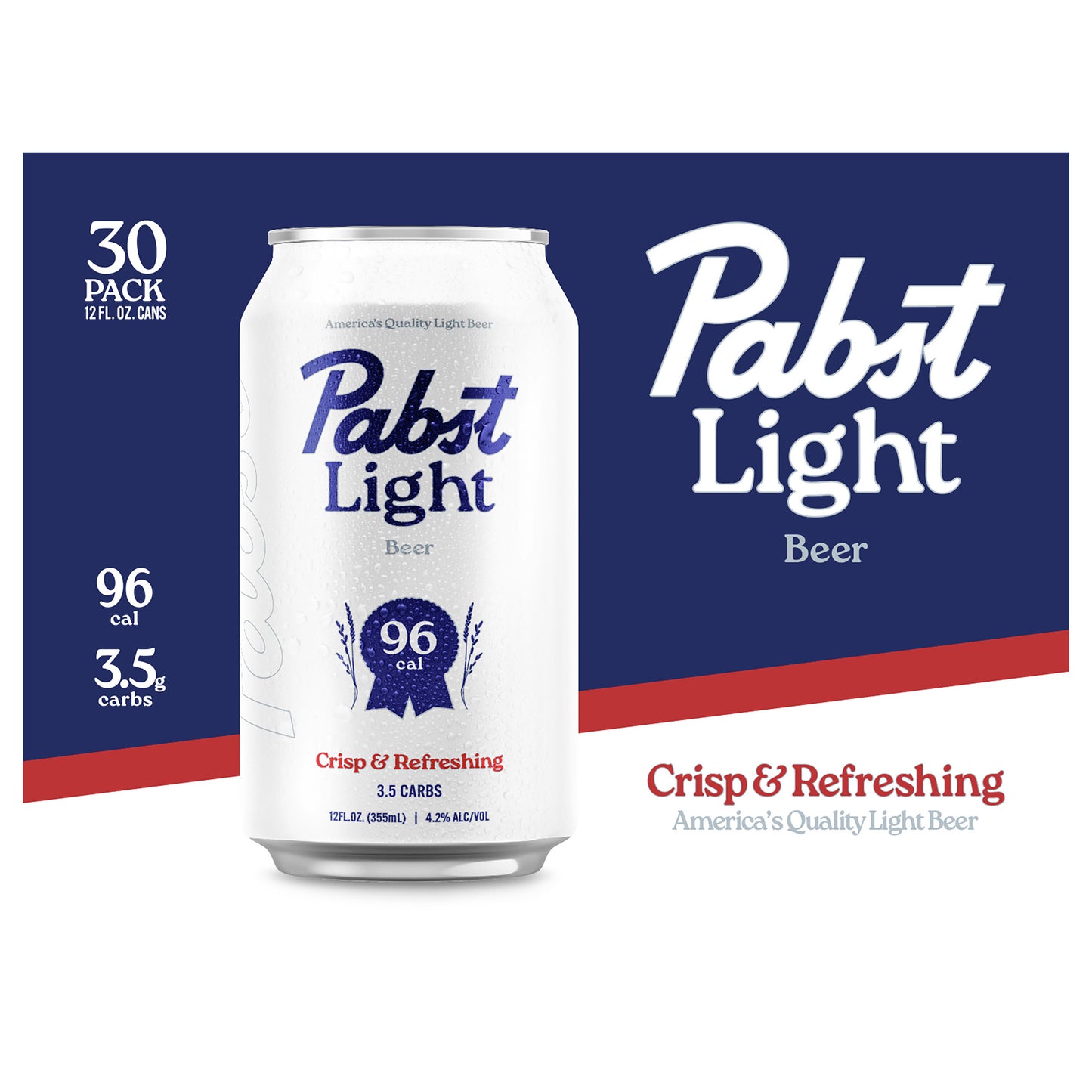 Pabst Light Beer, 30 Pack, 12 fl oz Aluminum Cans, 4.7% ABV, Domestic Lager, Milwaukee, WI