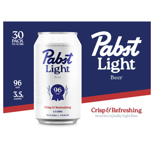 Pabst Light Beer, 30 Pack, 12 fl oz Aluminum Cans, 4.7% ABV, Domestic Lager, Milwaukee, WI