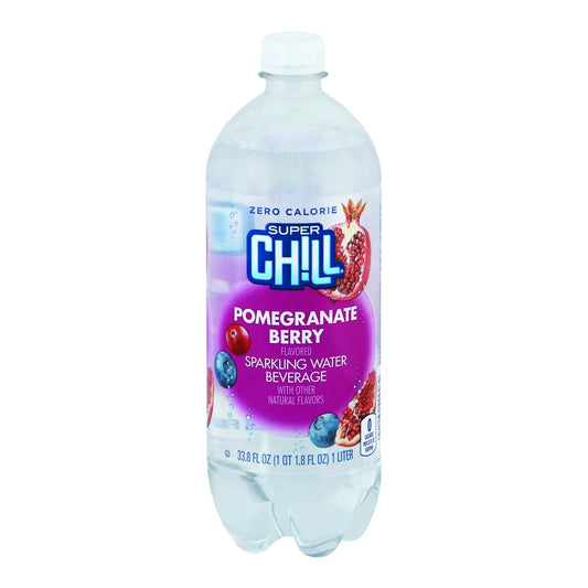 Super Chill Sparkling Water Beverage, Zero Calorie, Pomegranate Berry