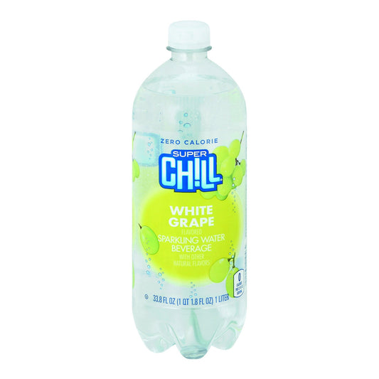 Super Chill Sparkling Water, Zero Calorie, White Grape