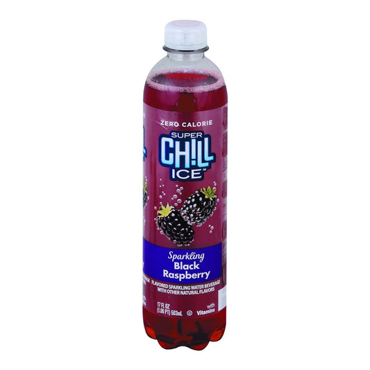 Super Chill Flavored Sparkling Water Beverage, Zero Calorie, Black Raspberry