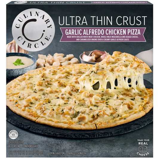 Culinary Circle Ultra Thin Crust, Garlic Alfredo Chicken Pizza