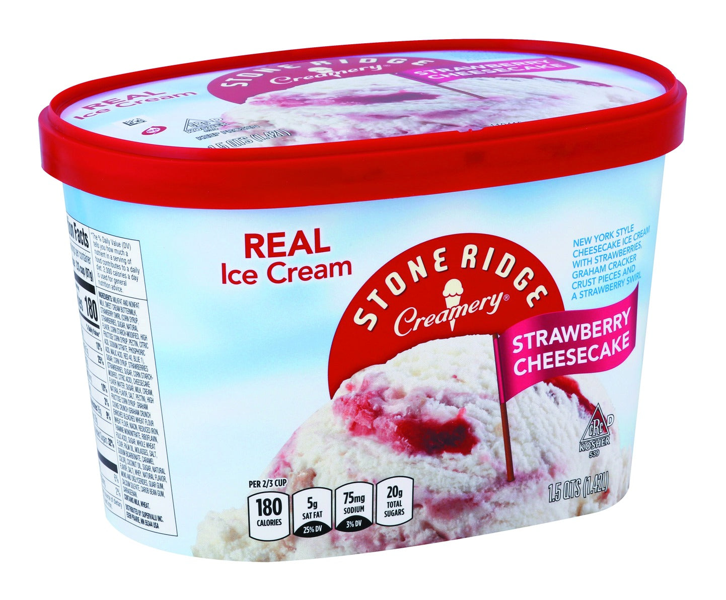 Stoneridge Ice Cream, Real, Strawberry Cheesecake