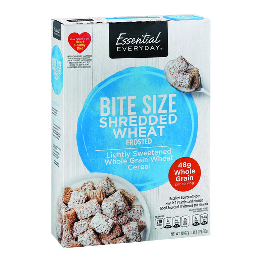 Essential Everyday Cereal, Shredded Wheat, Frosted, Bite Size