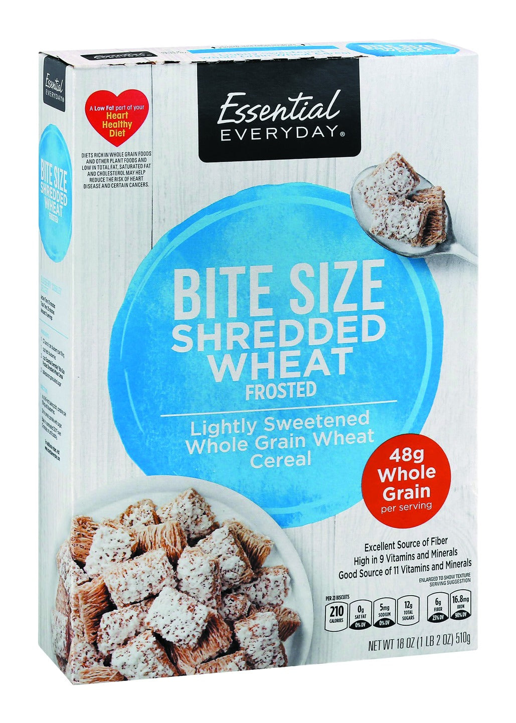 Essential Everyday Cereal, Shredded Wheat, Frosted, Bite Size