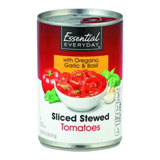 Essential Everyday Tomatoes, Sliced Stewed, with Oregano, Garlic & Basil