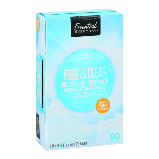Essential Everyday Free & Clear No Dyes Perfume Fabric Softener Sheets