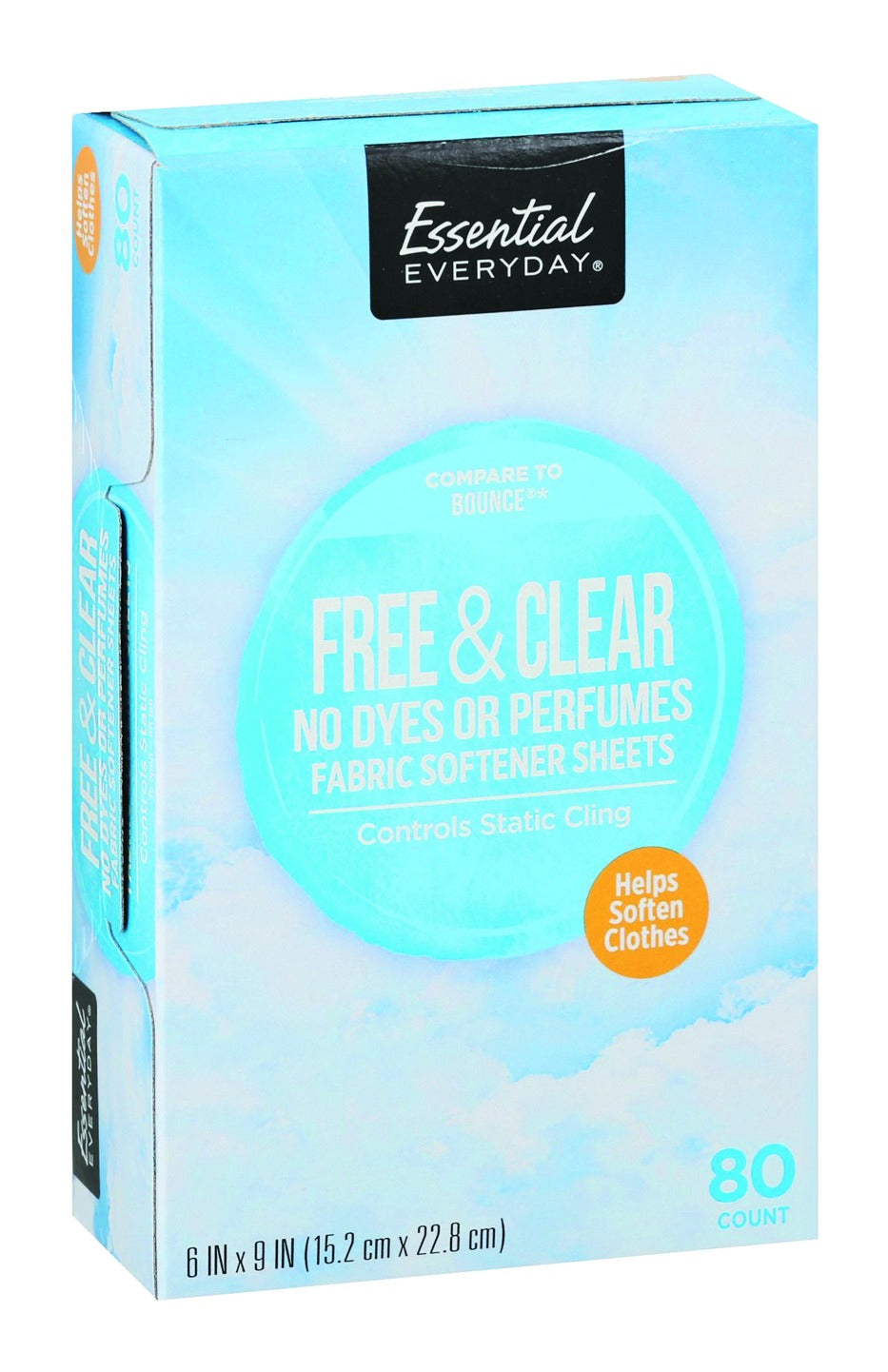 Essential Everyday Free & Clear No Dyes Perfume Fabric Softener Sheets