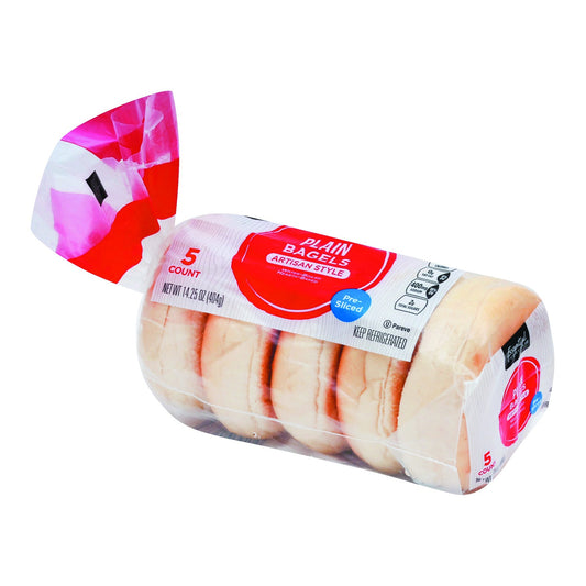 Essential Everyday Bagels, Plain, Artisan Style, Pre-Sliced