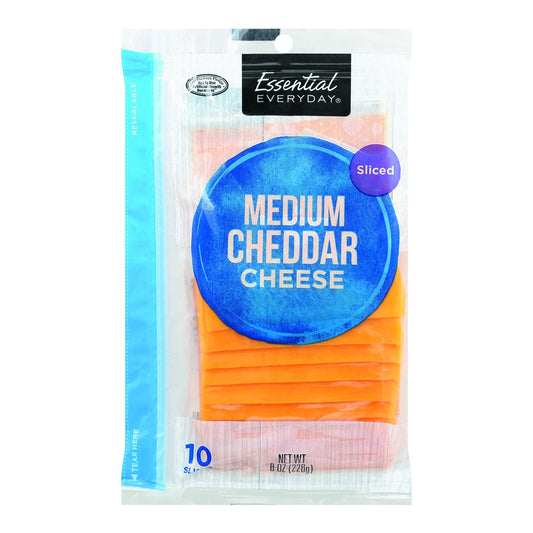 Essential Everyday Cheese, Medium Cheddar, Sliced