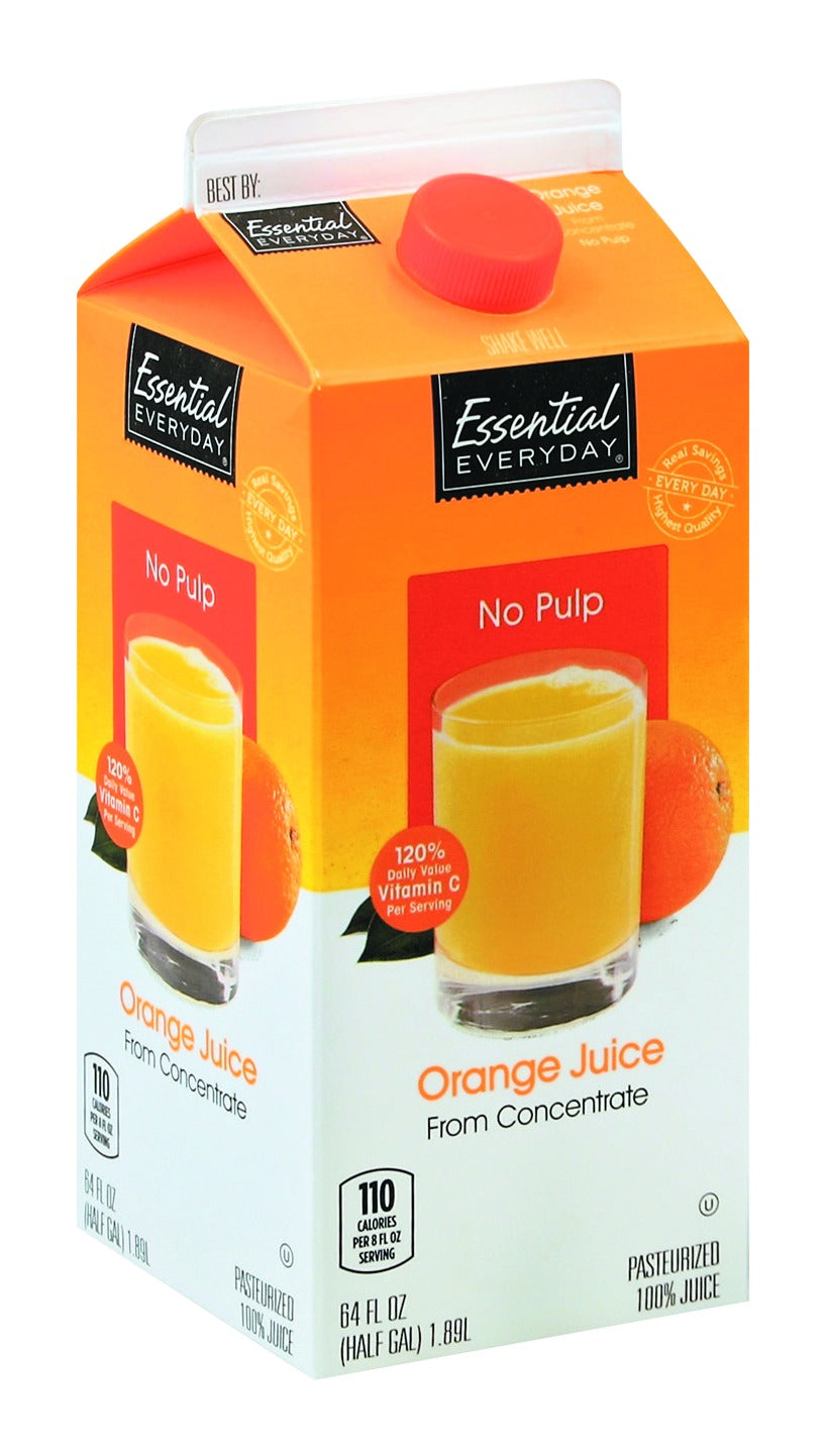 Essential Everyday 100% Juice, Orange, No Pulp