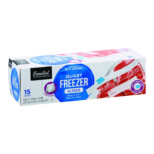 Essential Everyday Freezer Bags, Slider, Quart
