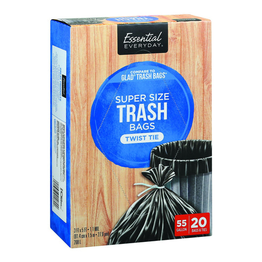 Essential Everyday Super Size Trash Bags Twist Tie
