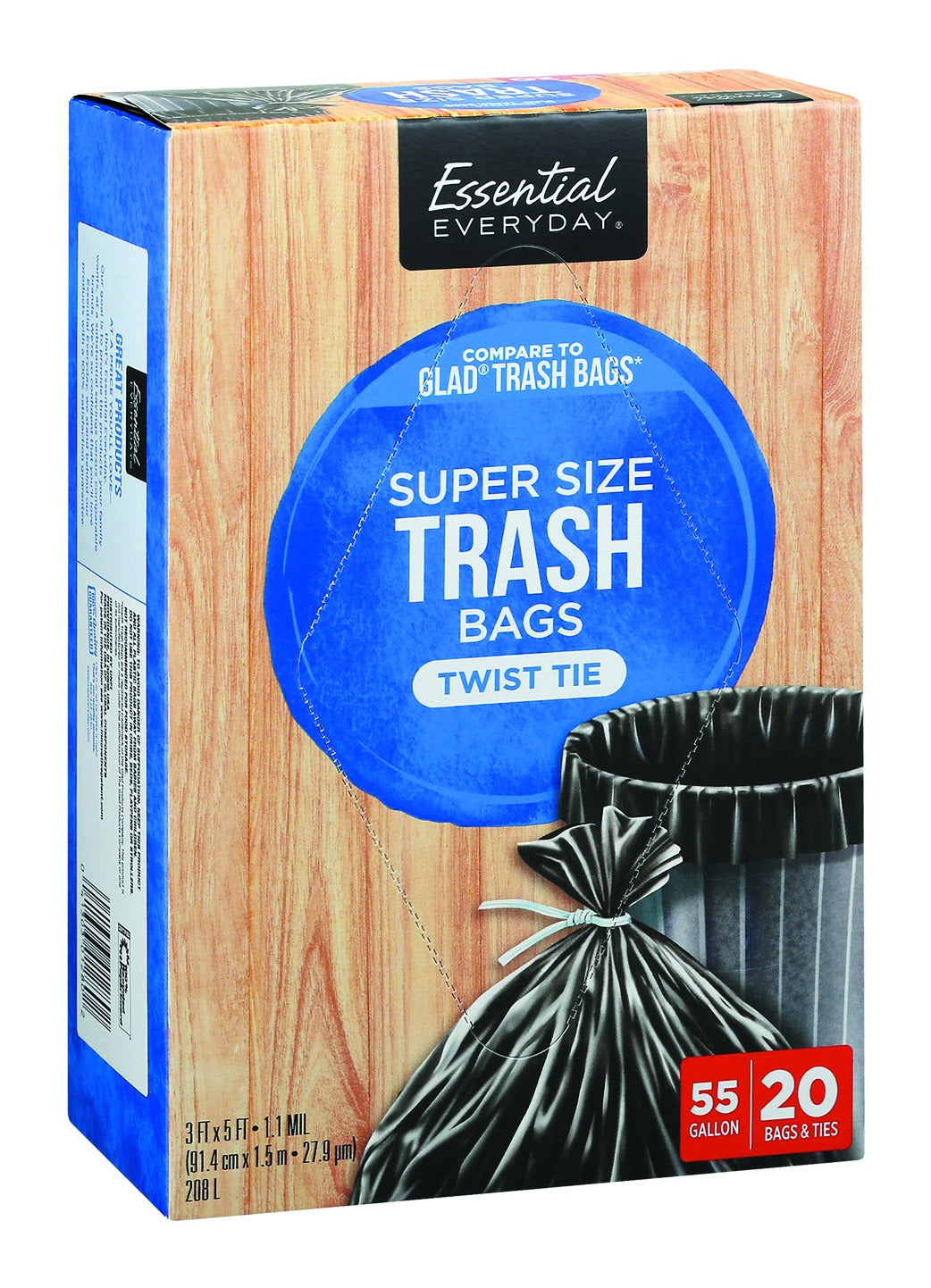 Essential Everyday Super Size Trash Bags Twist Tie