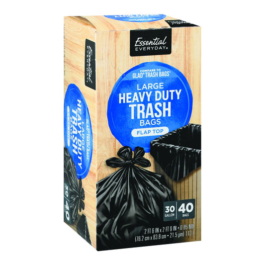 Essential Everyday Large Heavy Duty Trash Bags Flap Top 30