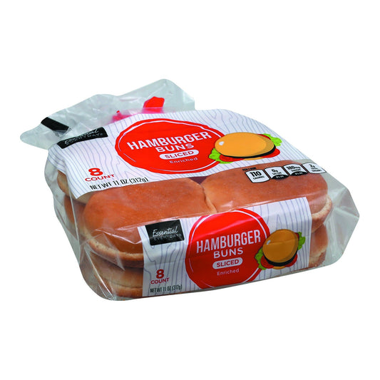 Essential Everyday Buns, Hamburger, Enriched, Sliced
